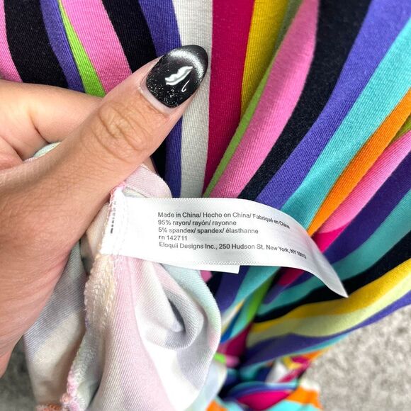 Eloquii Dress Women’s 18 Multicolored Striped Wrap Around Plus Size - Picture 5 of 8